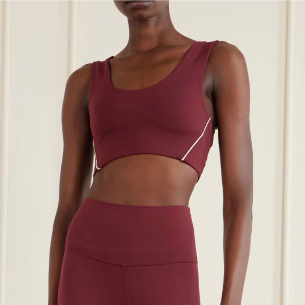 Lululemon Wunder Train Piped Stretch Jersey Sports Bra Burgundy Red Size 12